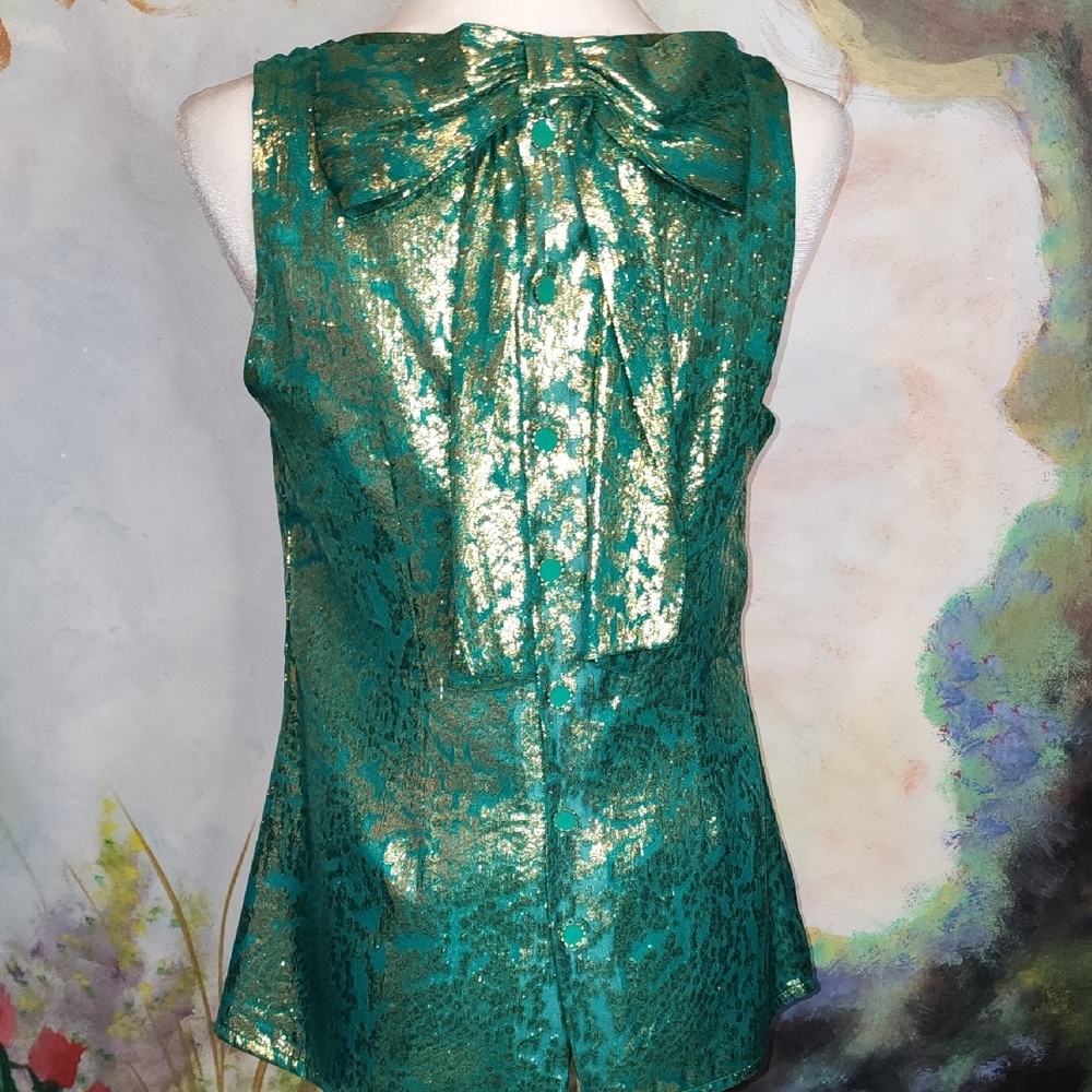 Green Tie Front Embellished Blouse